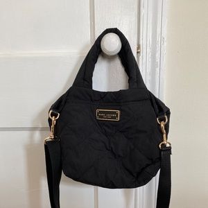 Marc Jacobs Quilted Nylon Mini Tote Black Crossbody Bag W/Gold Hardware